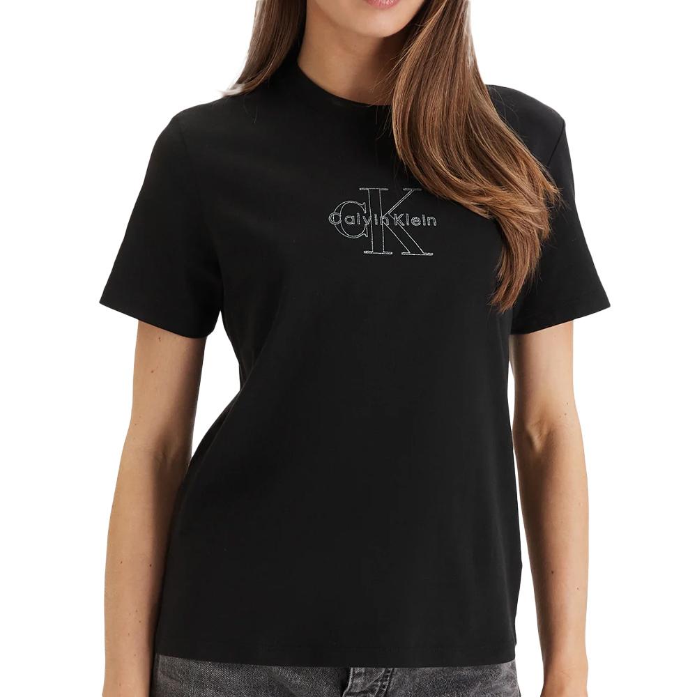 Schwarzes Damen-T-Shirt Calvin Klein Jeans SS Classic günstig