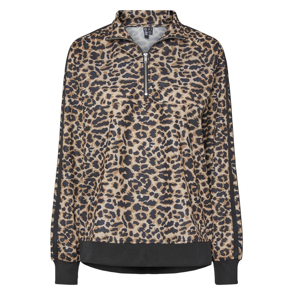 Sudadera Mujer Marrón/Negro Leopardo Pieces Grace barato