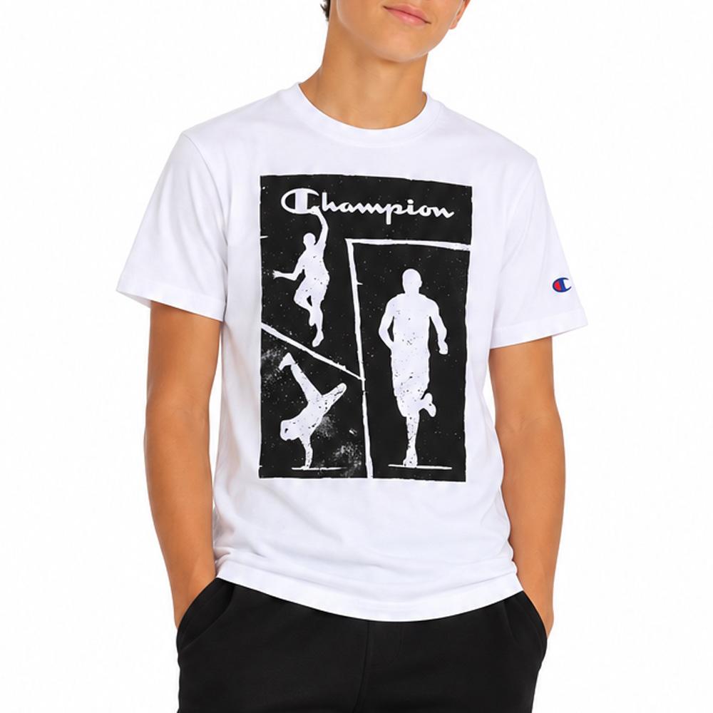 T-Shirt Blanc/Noir Garçon Champion Active pas cher