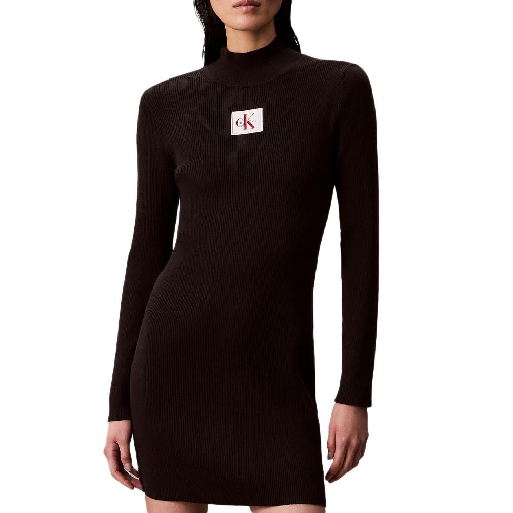 Calvin Klein Jeans Cuello Mini Vestido Slim Negro Mujer barato