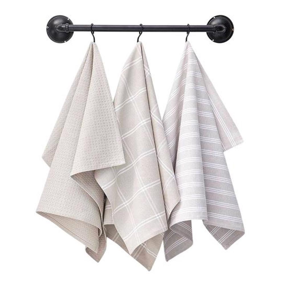 Set of 3 Taupe-Printed Tea Towels by Today Towels affordable