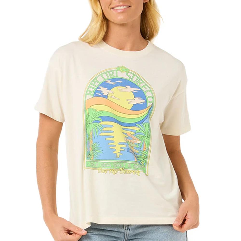 Women's Ecru T-Shirt Rip Curl Sun &amp; Sea Relaxed affordable