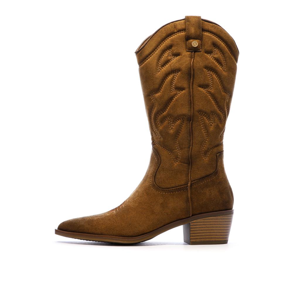 Santiags Hautes Camel Femme Xti 144308-CAM pas cher