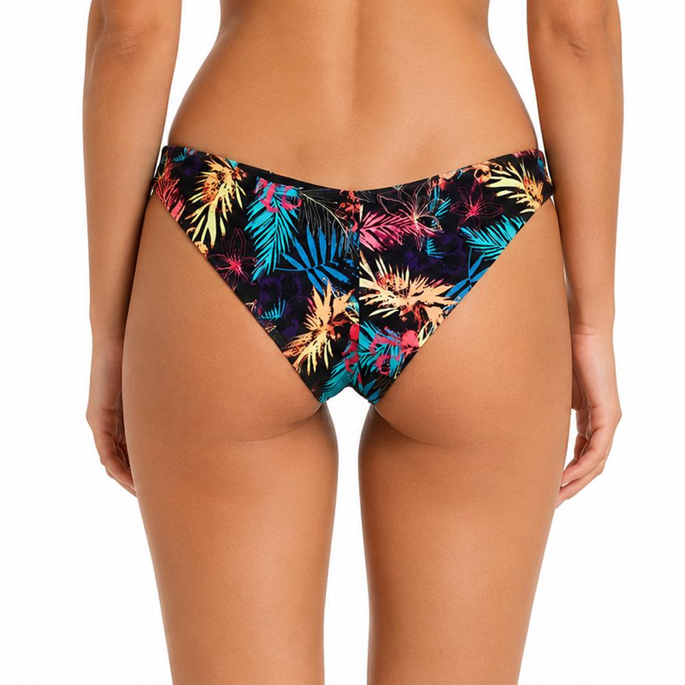 Braguita de bikini negra con estampado floral para mujer de Happy & Co, estilo brasileña ver 2