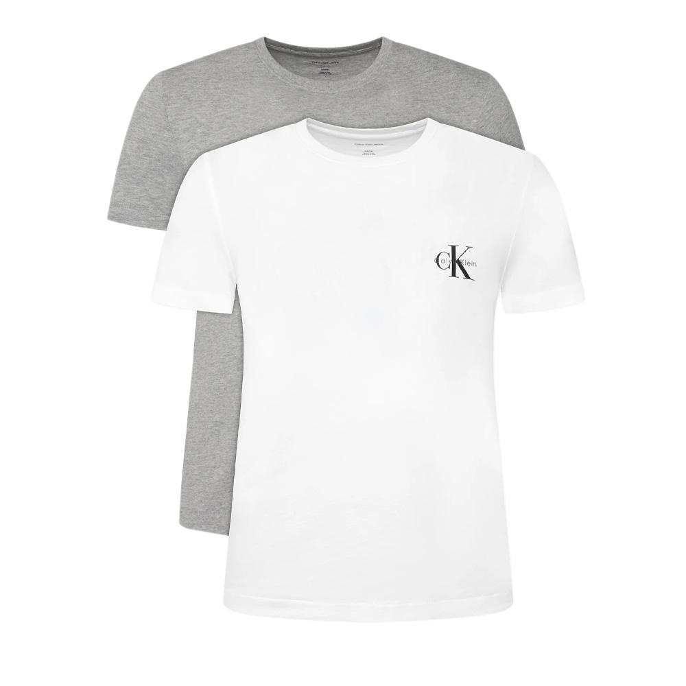 Lote de 2 camisetas de mujer gris/blanco Calvin Klein Jeans Monologo barato