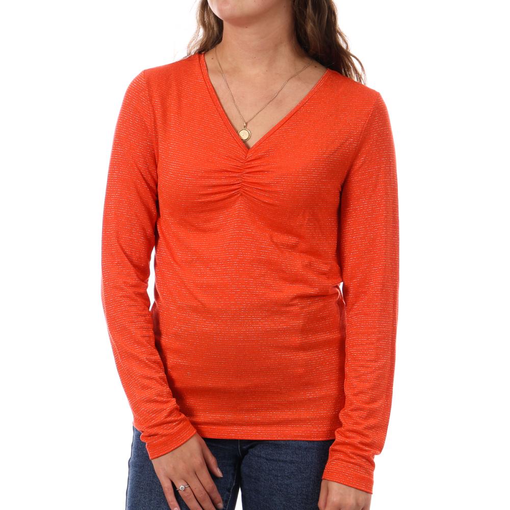 Pieces Tamara Camiseta de rayas naranja para mujer barato