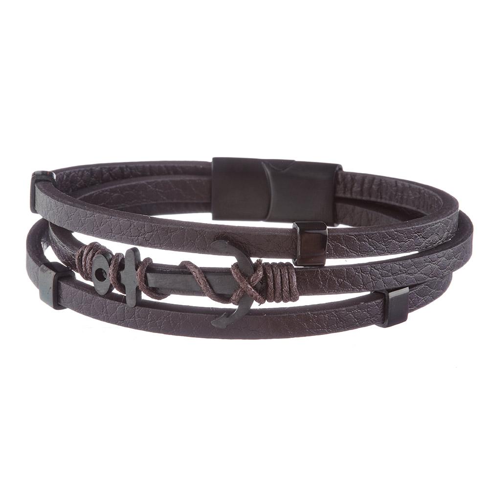 Bracelet Noir Geographical Norway Ancre pas cher