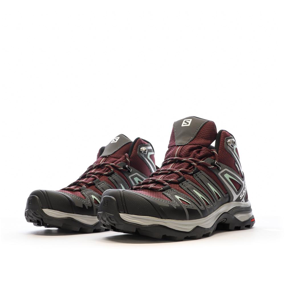 Salomon X Ultra Pi Women's Grey/Bordeaux Hiking Boots Photo of the Espace des Marques %store% store - view of %key%