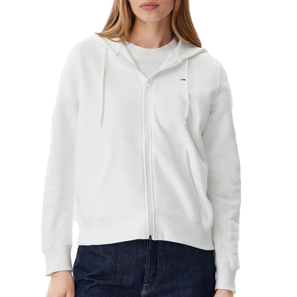 Tommy Hilfiger Damen Sweatshirt mit Reißverschluss Weiß Flag T-black günstig