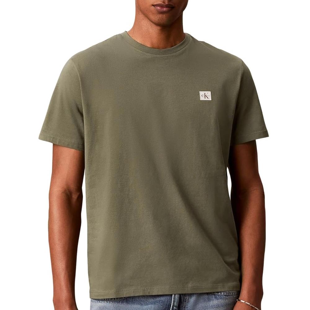 T-Shirt Kaki Homme Calvin Klein Jeans Badge L4G pas cher
