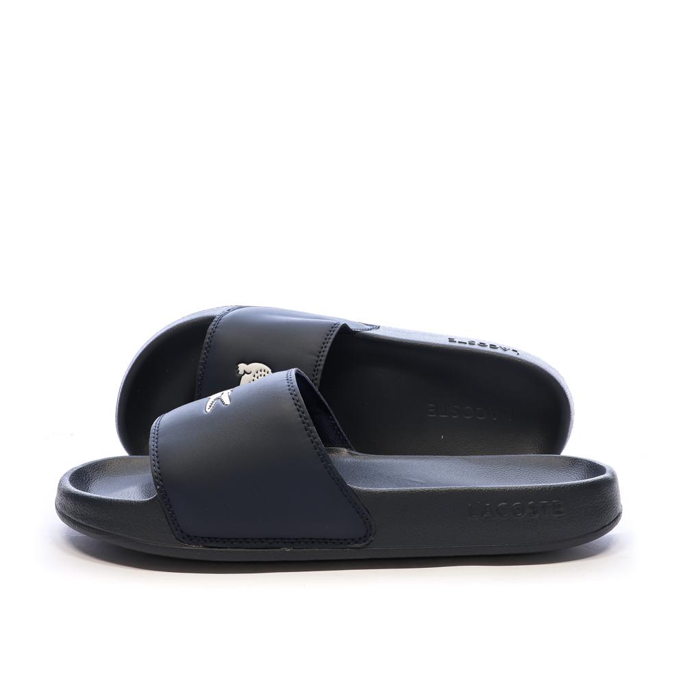 Claquettes Marines/Blanches Homme Lacoste Serve pas cher