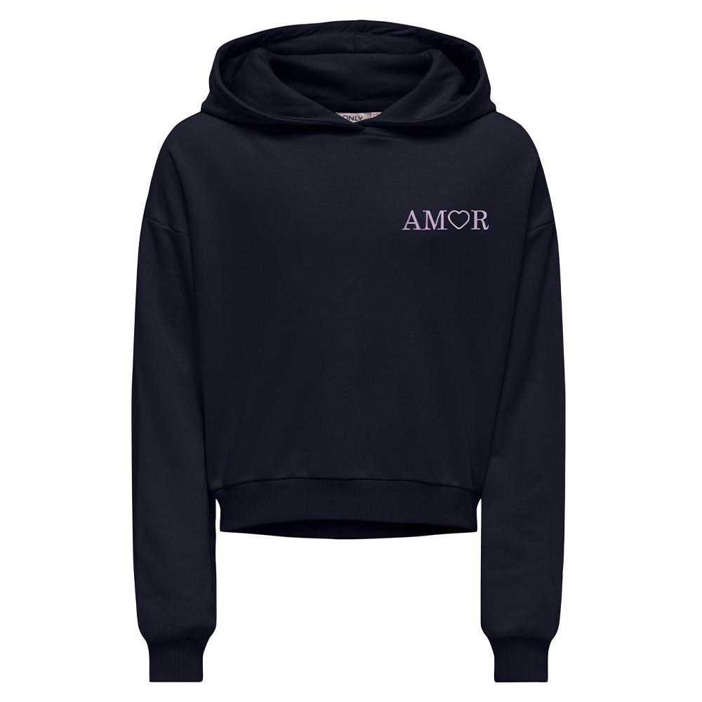 Sudadera con capucha negra para niña ONLY Amor Life barato