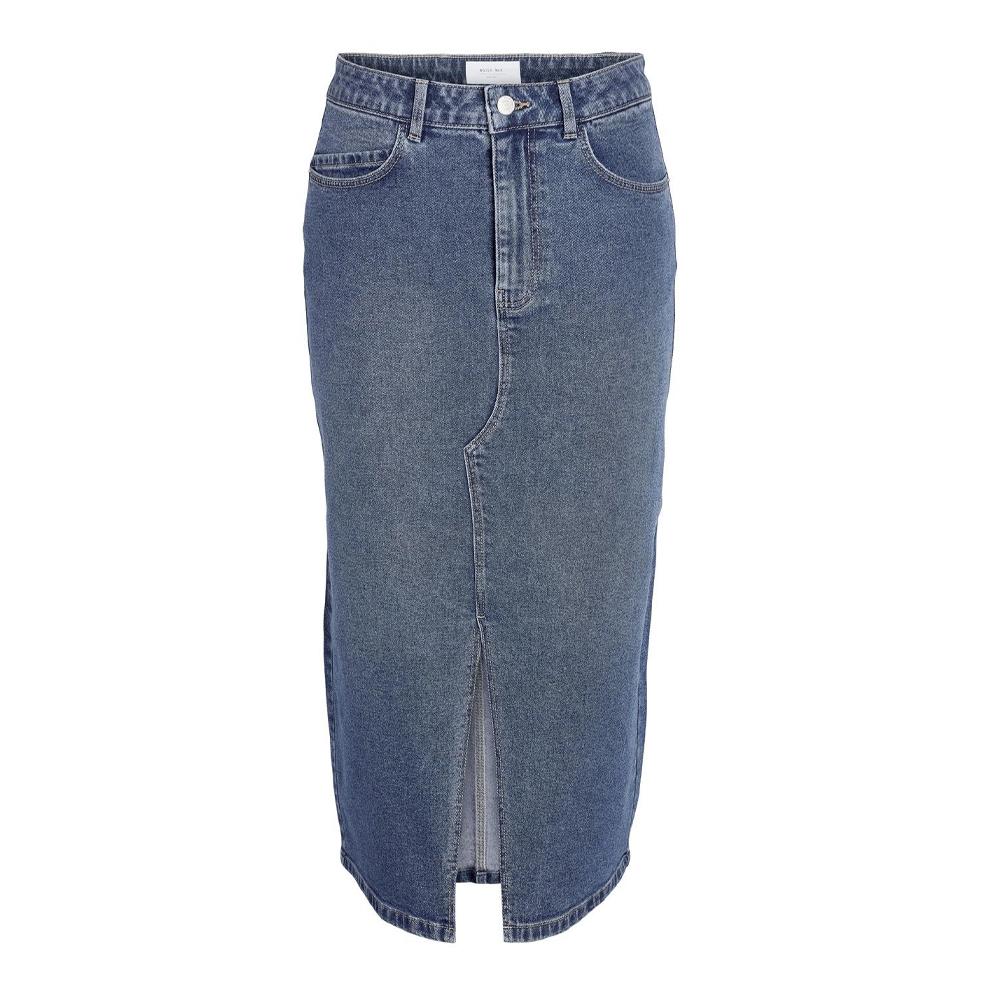 Langer Jeansrock Blau Damen Noisy May Slit Midi Skirt günstig