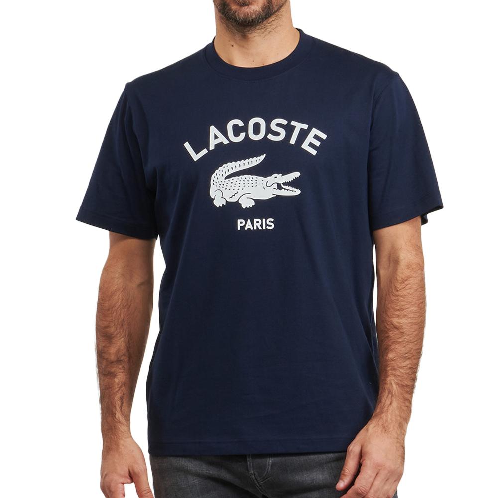 T-shirt Marine Homme Lacoste Soft Branding pas cher
