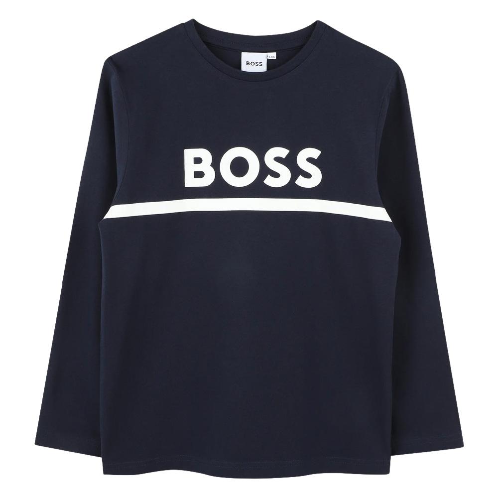 Hugo Boss J52702 Navy Long-Sleeved T-Shirt for Boys affordable