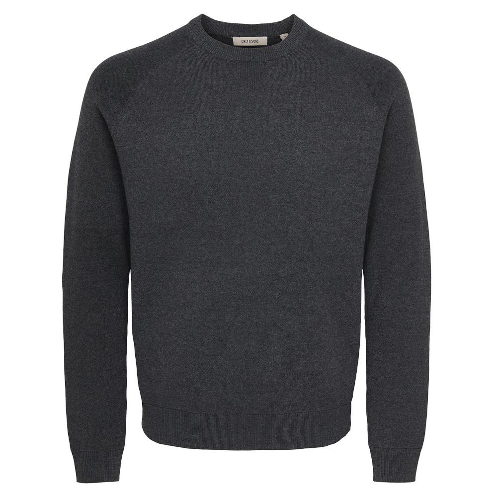 Dunkelgrauer Melange-Pullover für Herren von Only & Sons, Rundstrick günstig