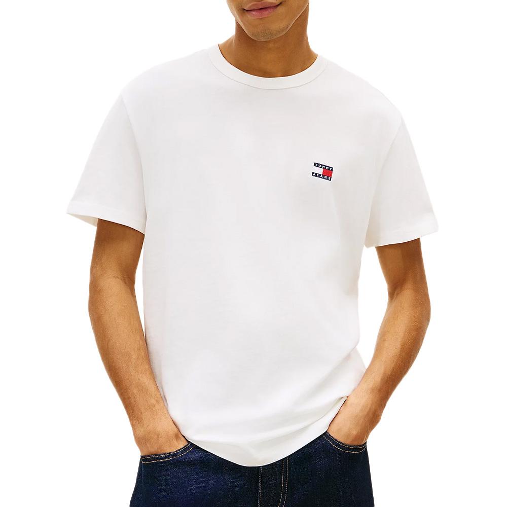 T-Shirt Weiß Mann Tommy Jeans Reg Badge DM0DM20322 günstig