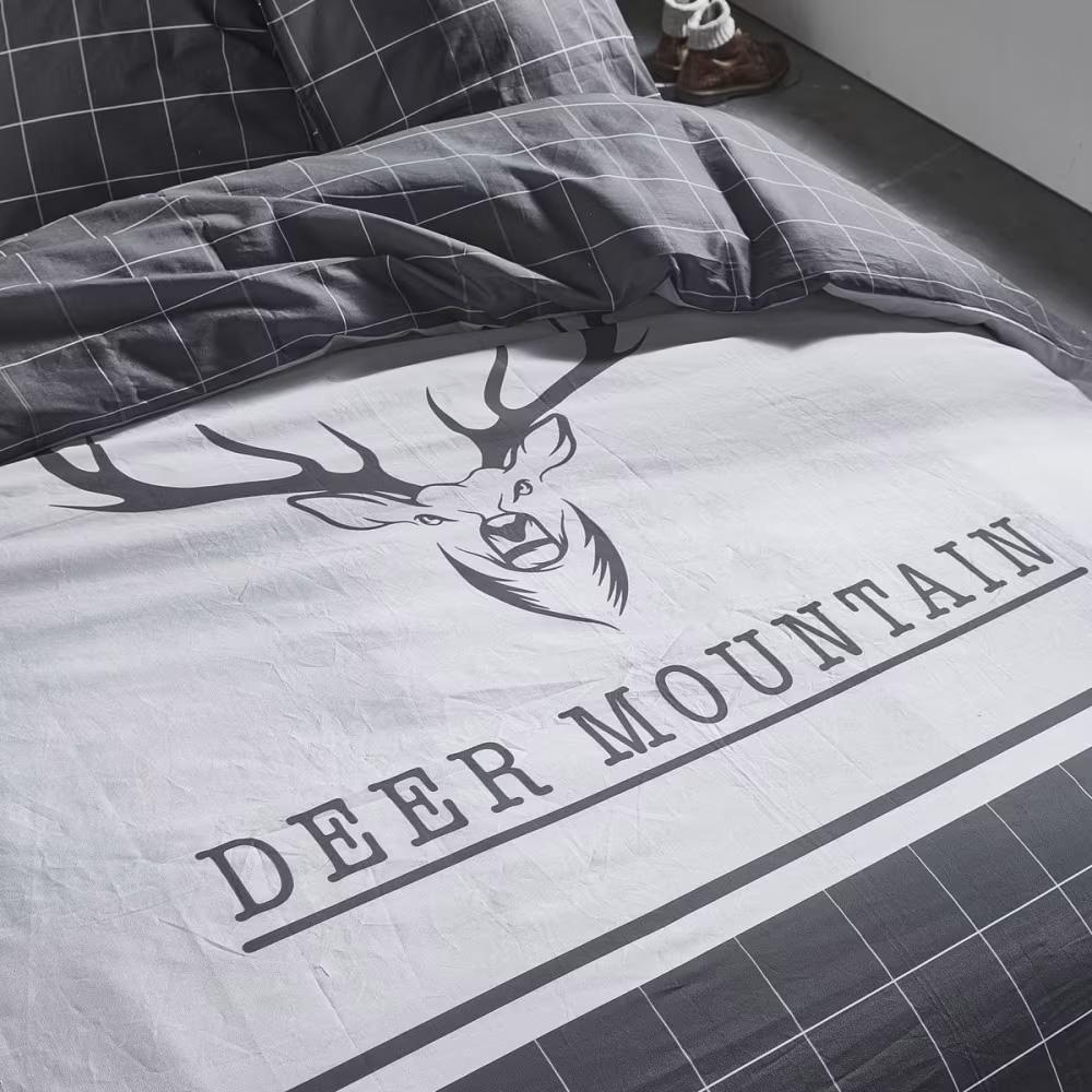 MOUNTAIN checked cotton bed linen set Today 57fils Deer Photo of the Espace des Marques %store% store - view of %key%