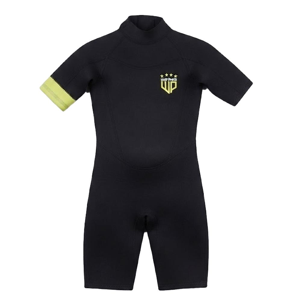 Black/Green Unisex Junior Wave Power Shorty Surf Wetsuit affordable