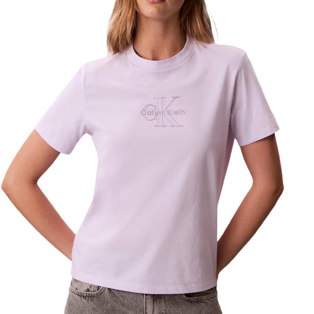 Violettes Damen-T-Shirt Calvin Klein Jeans Classic Monologo günstig