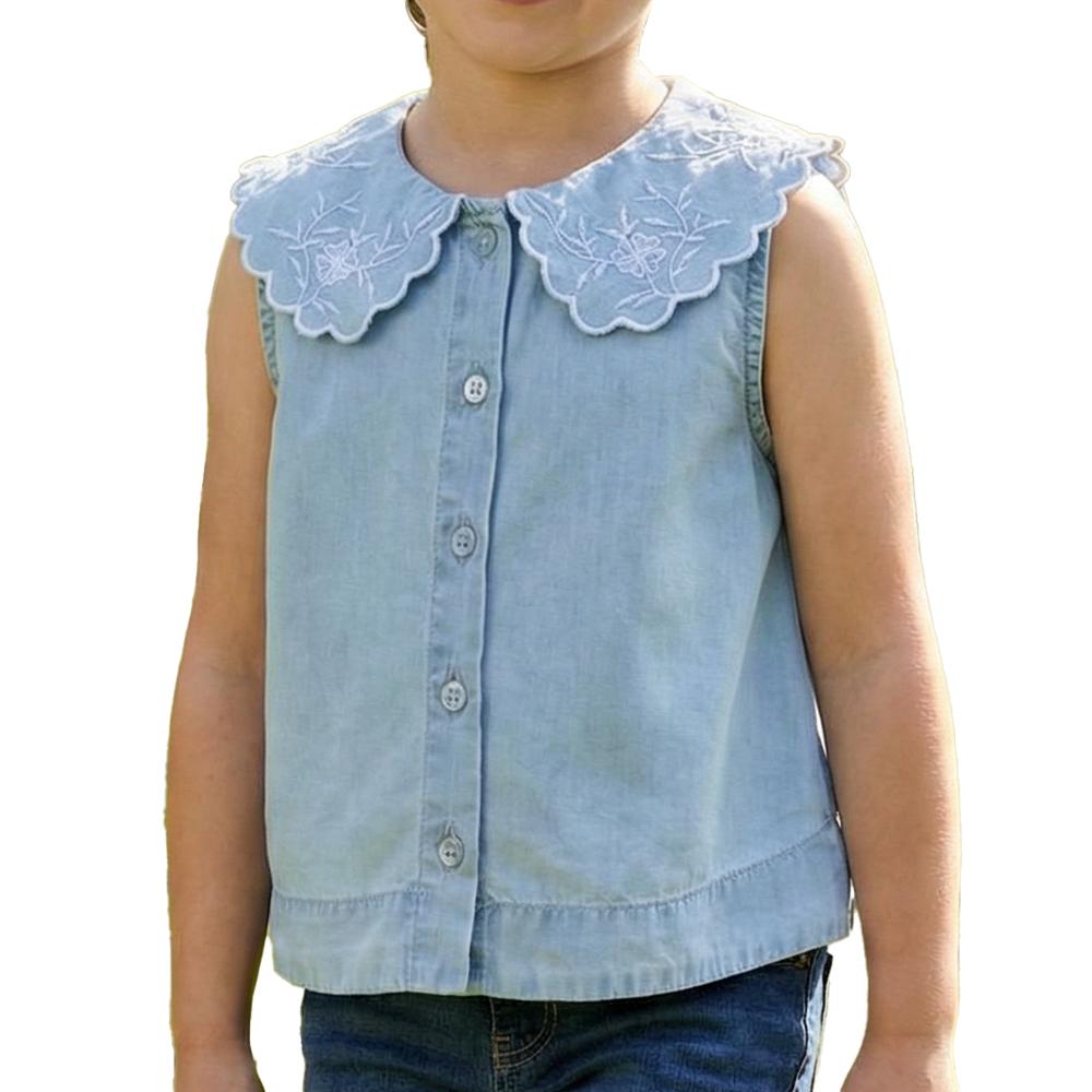 Blouse Bleu Fille Only Embroidery pas cher