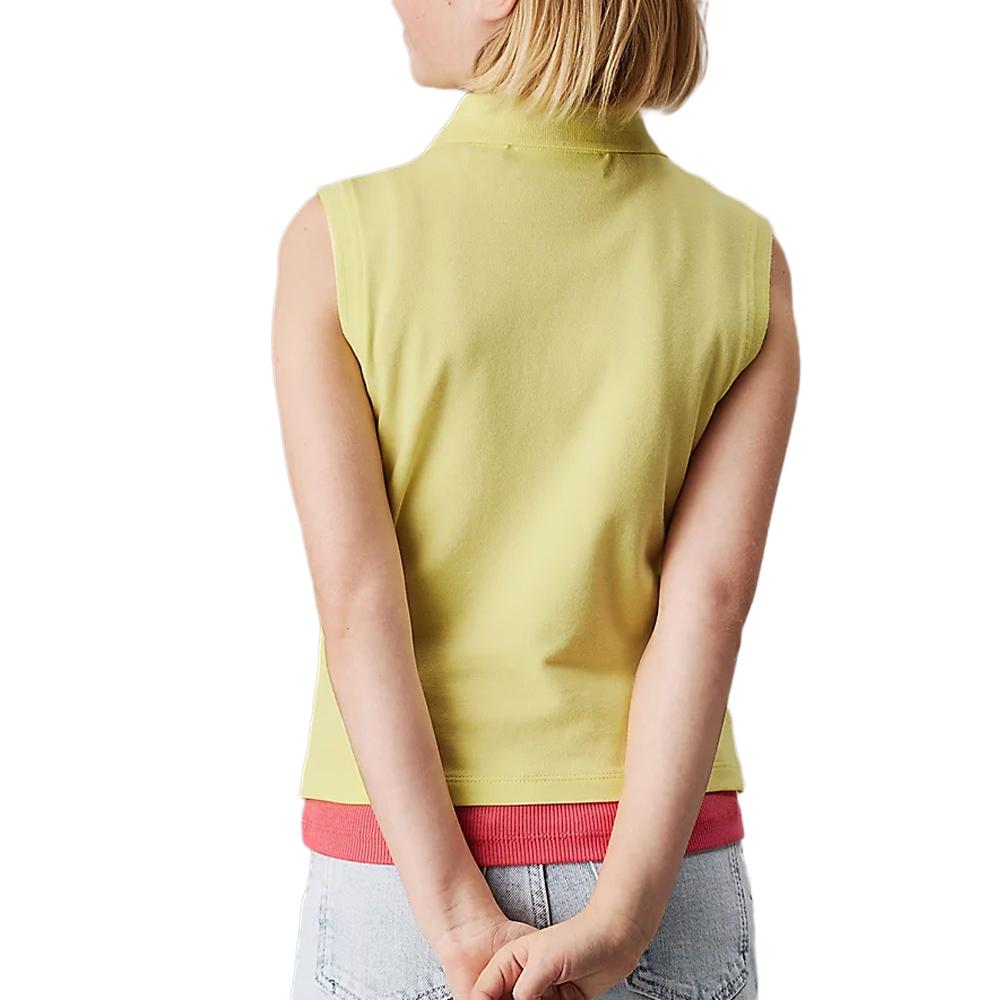 Polo con mangas Calvin Klein Jeans amarillo de niña ver 3