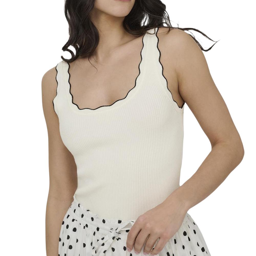 Tops Weiß JDY Jdynanna S/l Scallop Edge Top [69fb578bdb37a] günstig