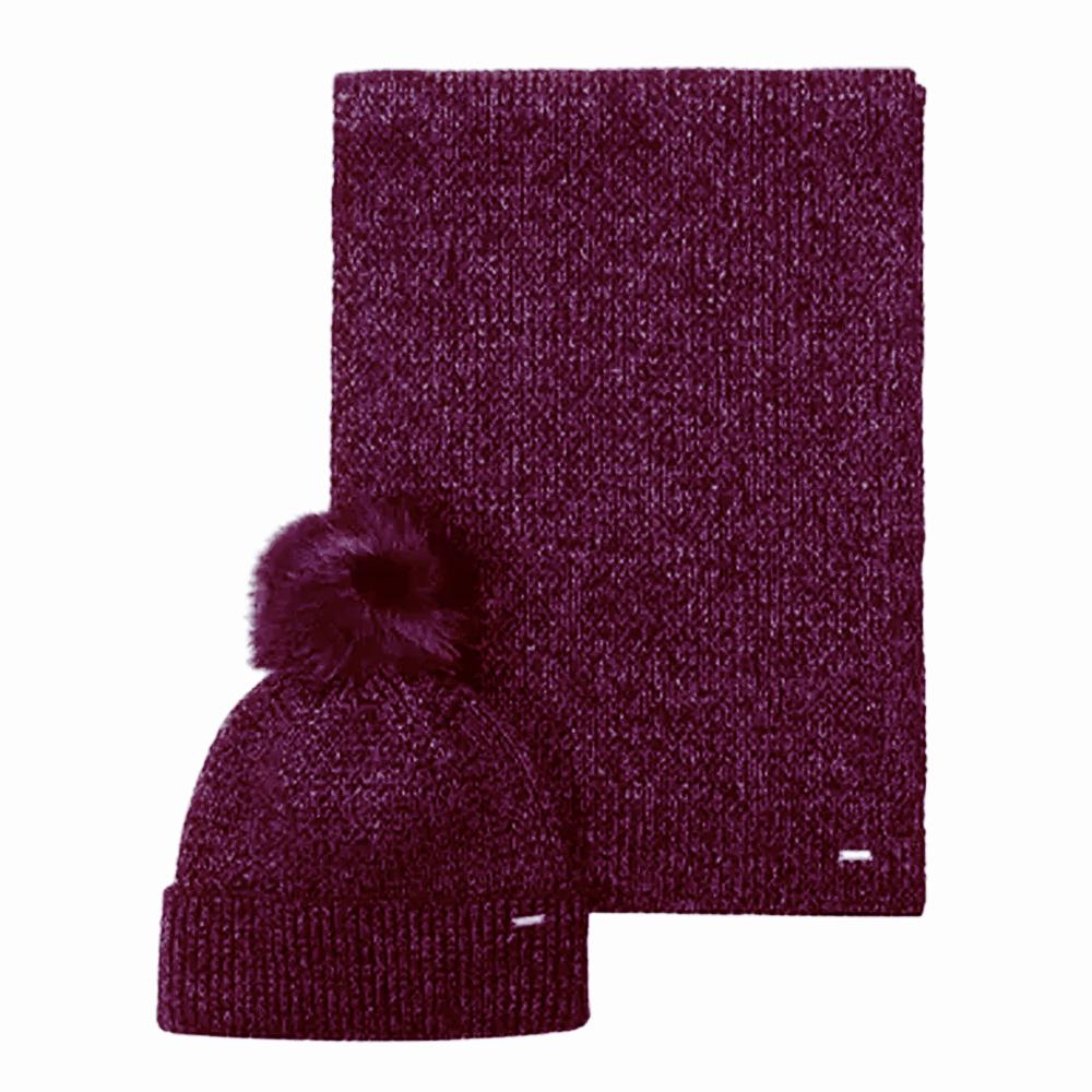 Women's Plum Beanie + Scarf Set Kaporal MELLY affordable
