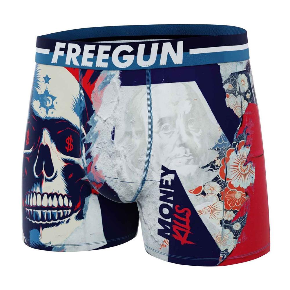 Boxer gris/azul marino para hombre Freegun de microfibra barato
