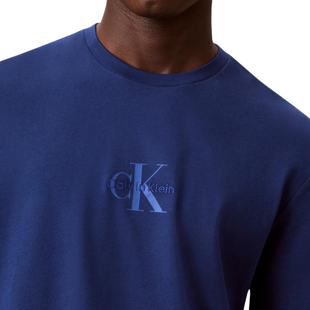 T-Shirt Bleu Homme Calvin Klein Jeans Microsss vue 2