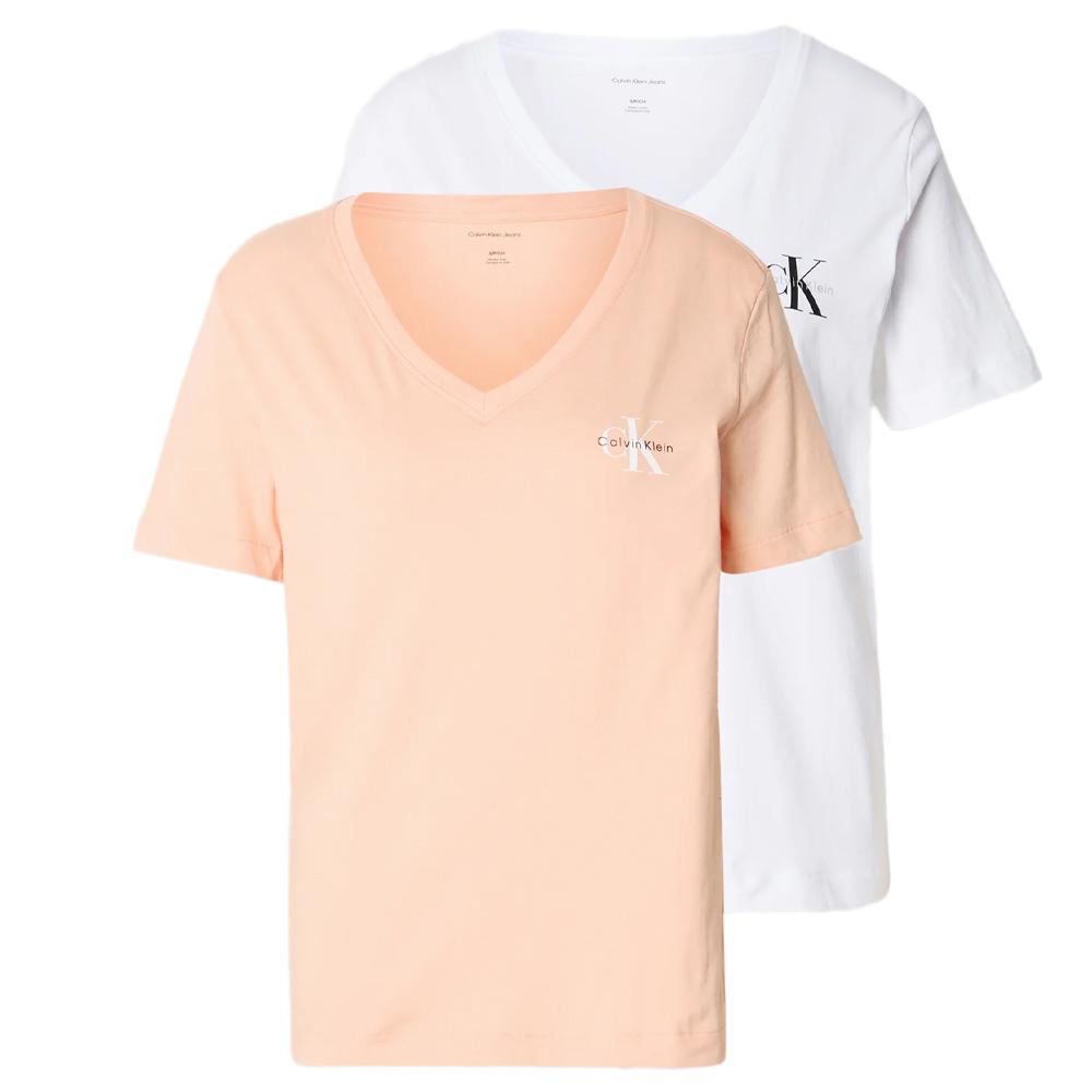 T-Shirt Orange/Blanc Femme Calvin Klein Jeans LV047C906G pas cher