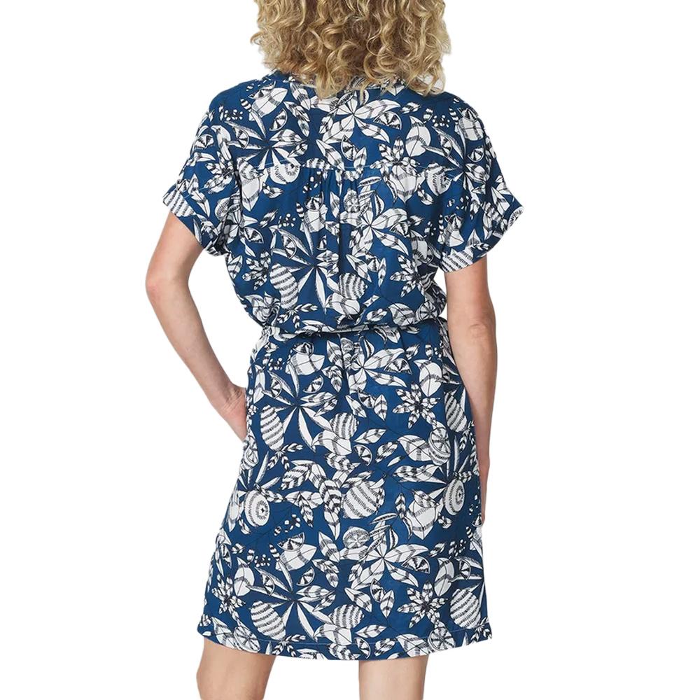 Kleid Marine mit Blumenmuster Frau TBS JANIEROB Ansicht 2