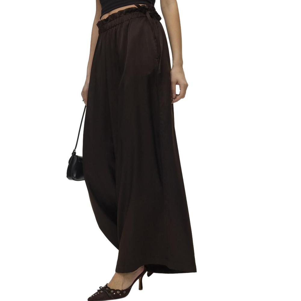 Pantalon fluide Marron Satiné Femme Vero Moda Charm pas cher