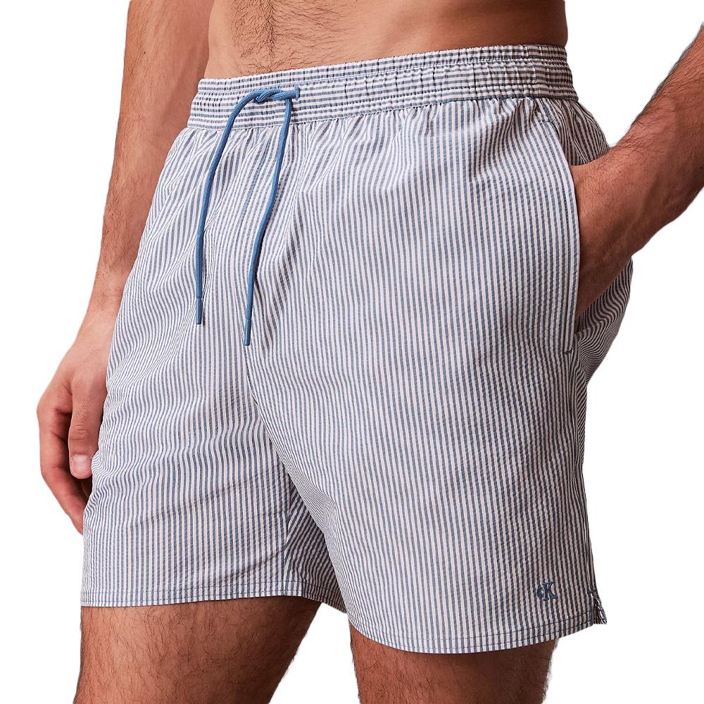 Blauer/weißer Herren-Badehose von Calvin Klein Jeans mit Kordelzug günstig