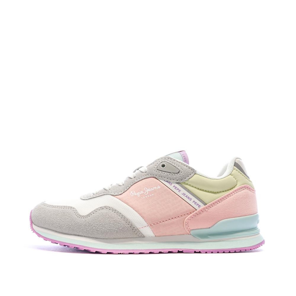 Graue/rosa/gelbe Sneaker für Damen von Pepe Jeans London günstig
