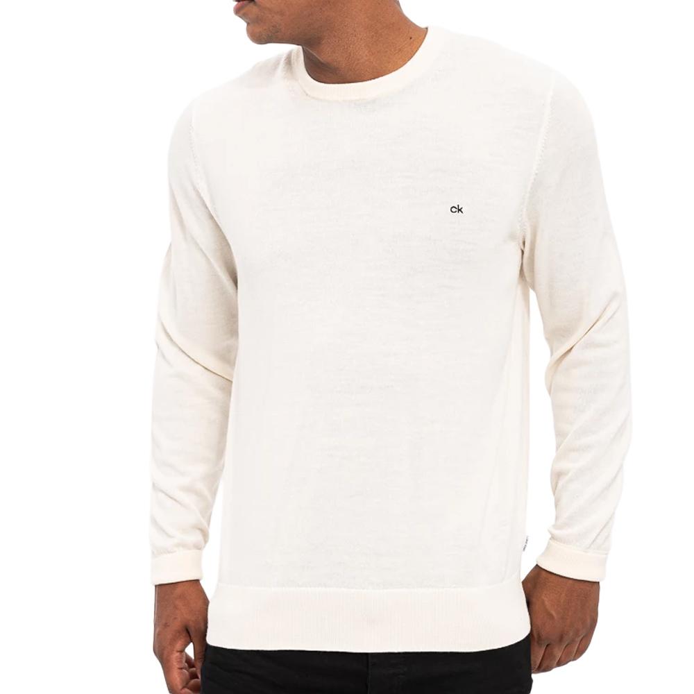 Pull Beige Homme Calvin Klein Jeans Ls Eu Clsc Cttn pas cher