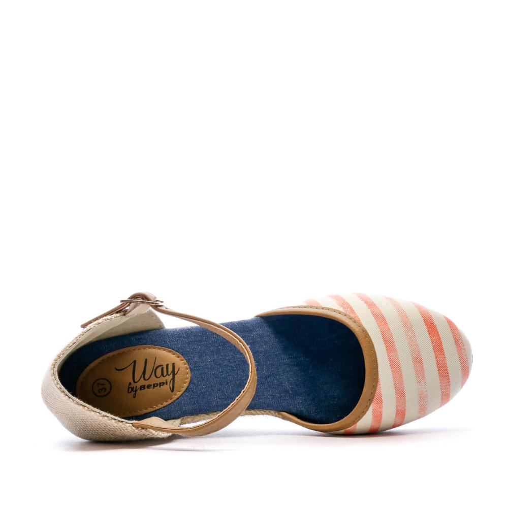 Orange Stripes Women's Heeled Sandals Beppi Casual Wedge Photo of the Espace des Marques %store% store - view of %key%