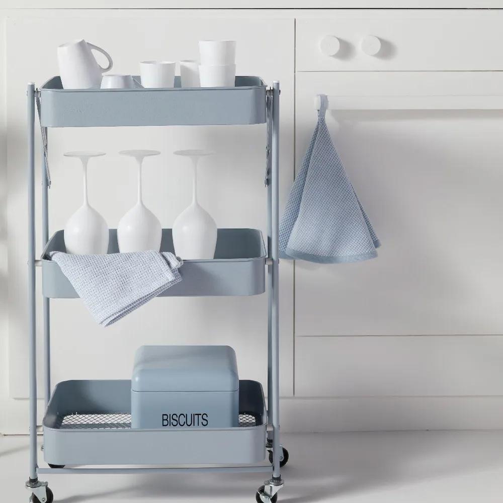 Paño de cocina azul/blanco 60 cm ver 2