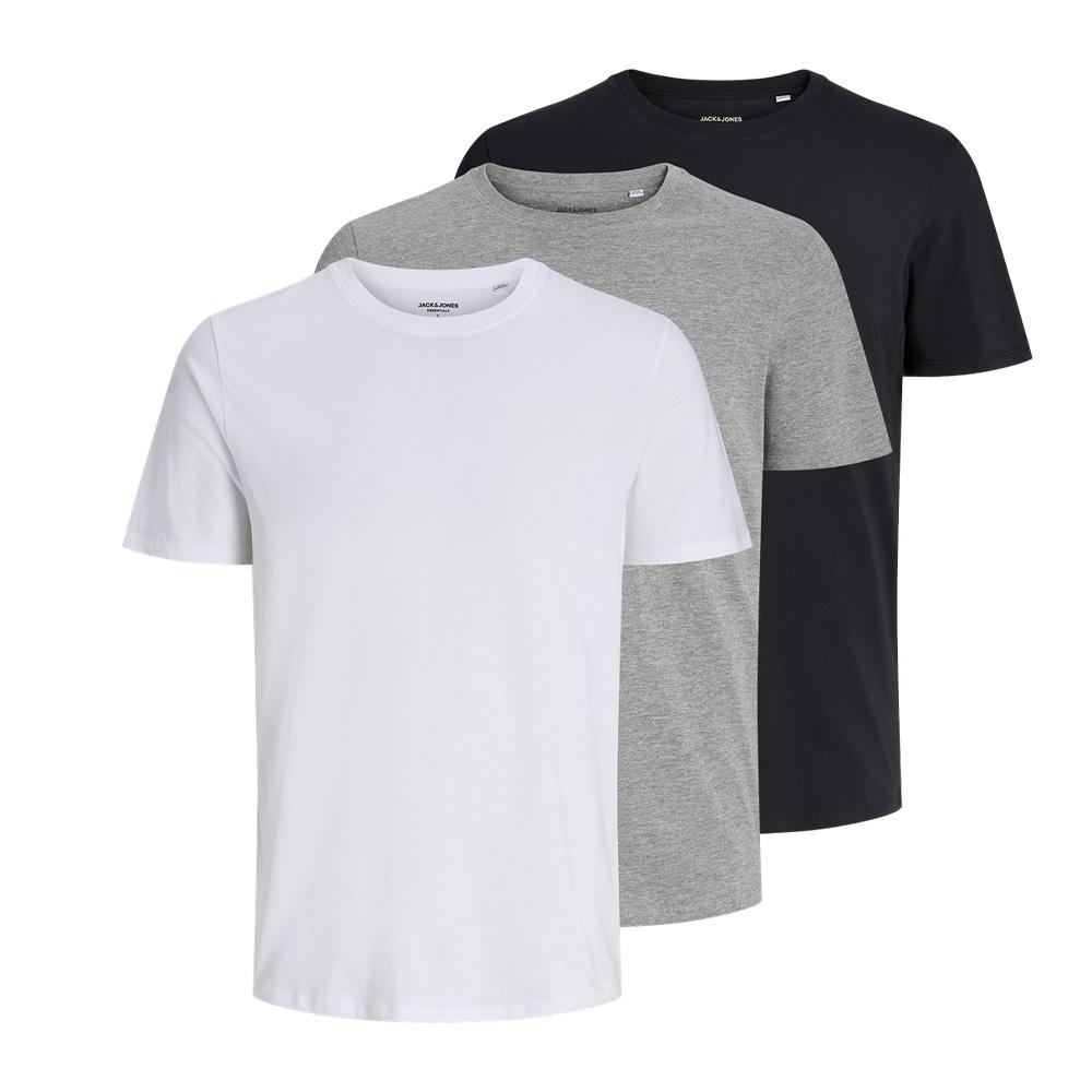 x3 T-Shirts Blanc/Gris/Noir Homme Jack & Jones Underwear pas cher