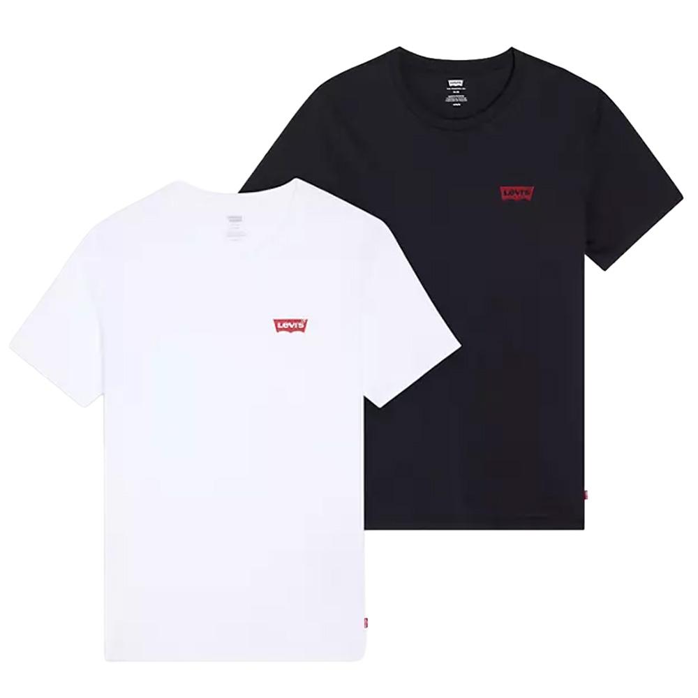Lot de 2 T-shirts Blanc/Noir Homme Levi's Slim Fit pas cher