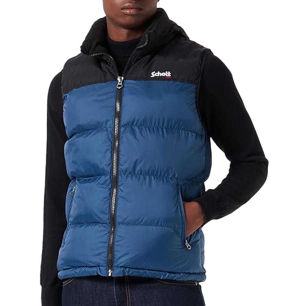 Men's Black/Blue Sleeveless Down Jacket Schott Utahv affordable