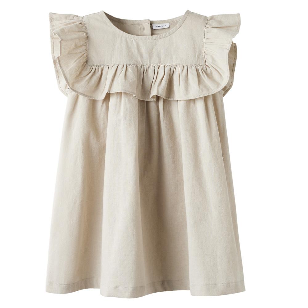 Girl's beige dress Name it Alinnen affordable