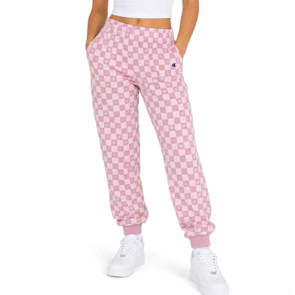 Champion Fleece-Jogginghose mit Schachbrettmuster in Rosa für Mädchen günstig