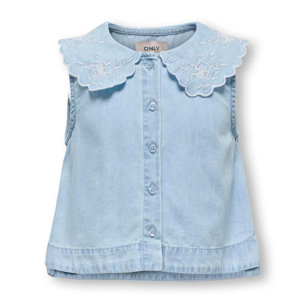 Blouse Bleu Fille Only Embroidery vue 2