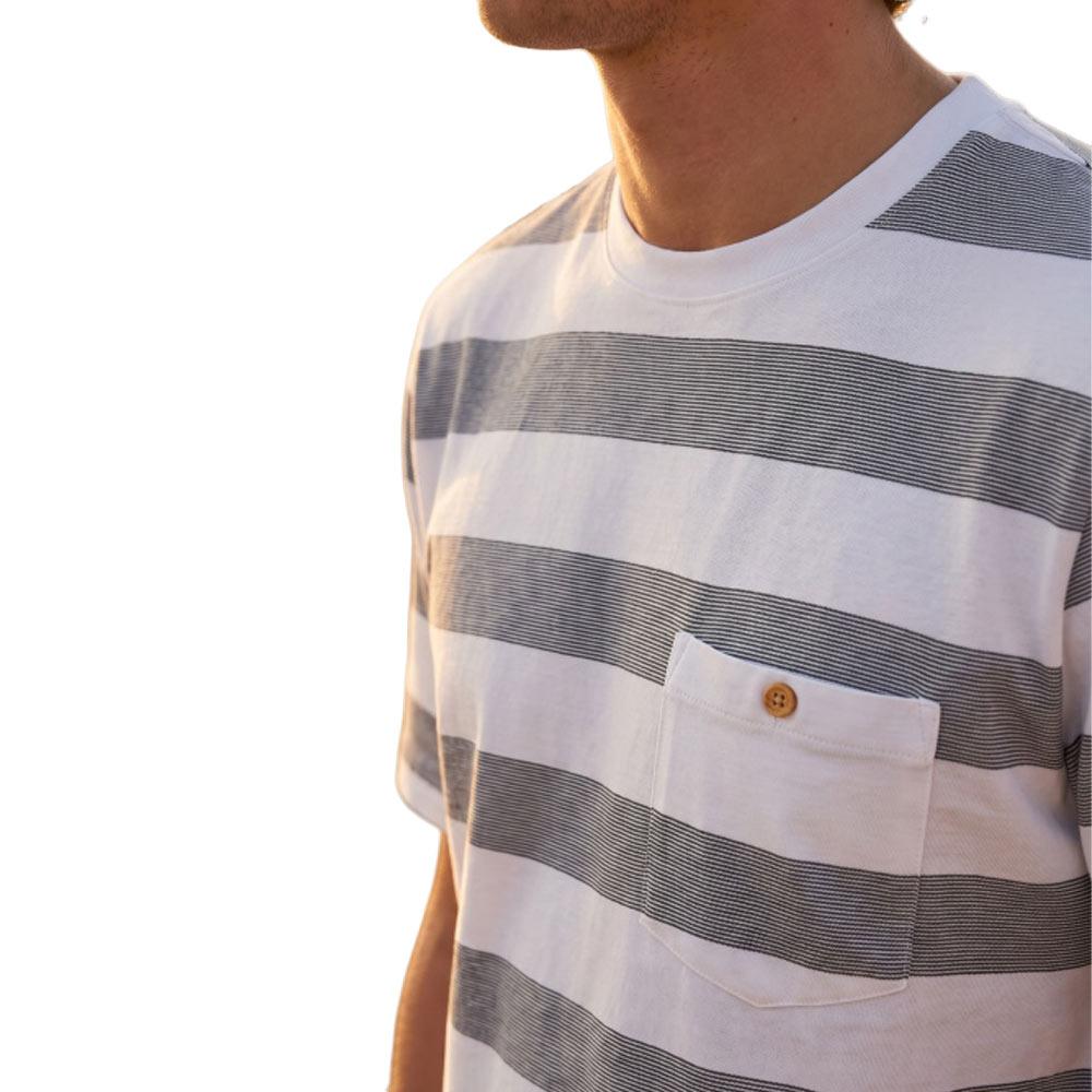 Camiseta blanca/azul marino para hombre RMS26 a rayas ver 2