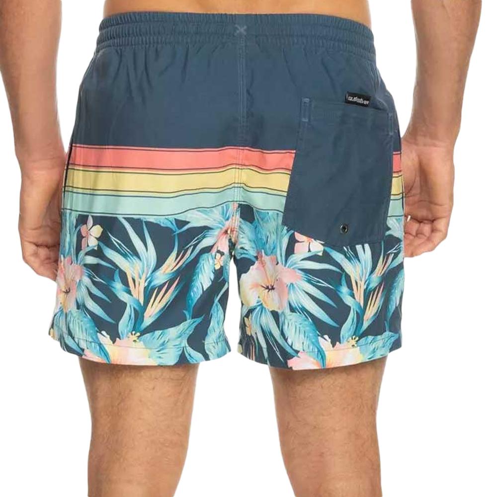 Bañador azul marino/amarillo para hombre de Quiksilver con estampado floral ver 2