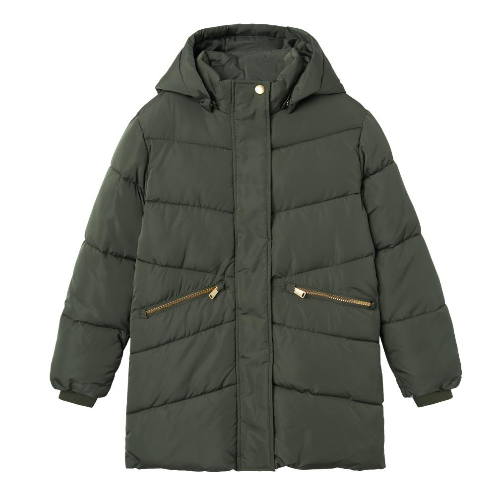 Chaqueta acolchada caqui de niña Name it Long ver 2