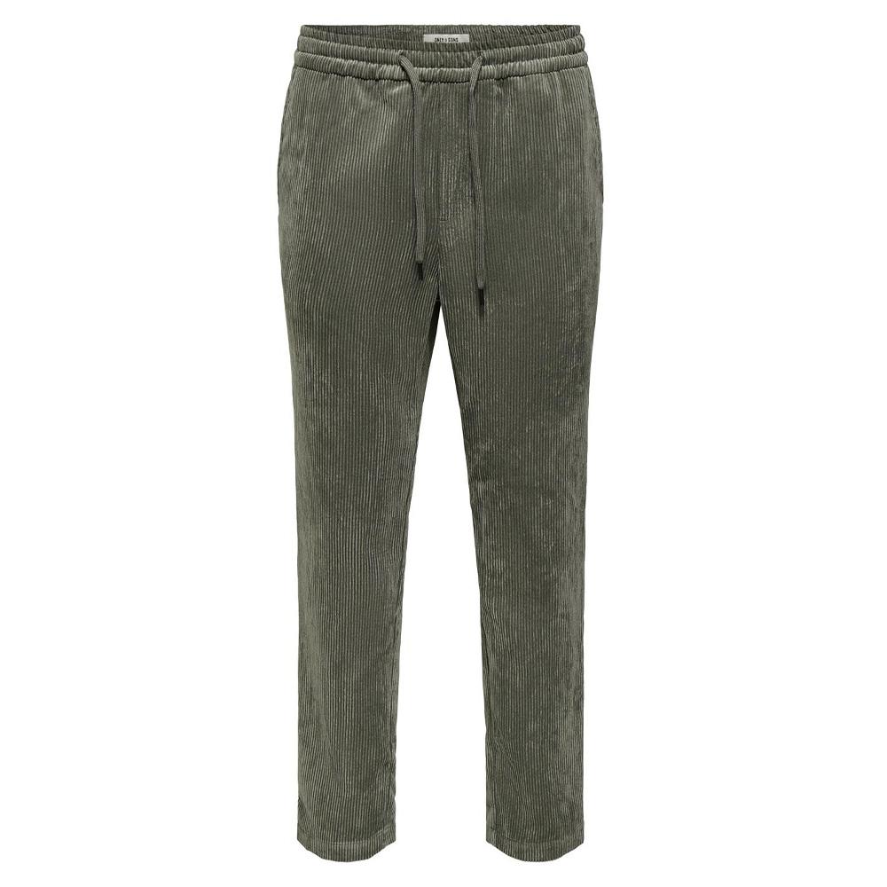 Pantalon en velours Kaki Homme Only & Sons Taper Corduroy pas cher
