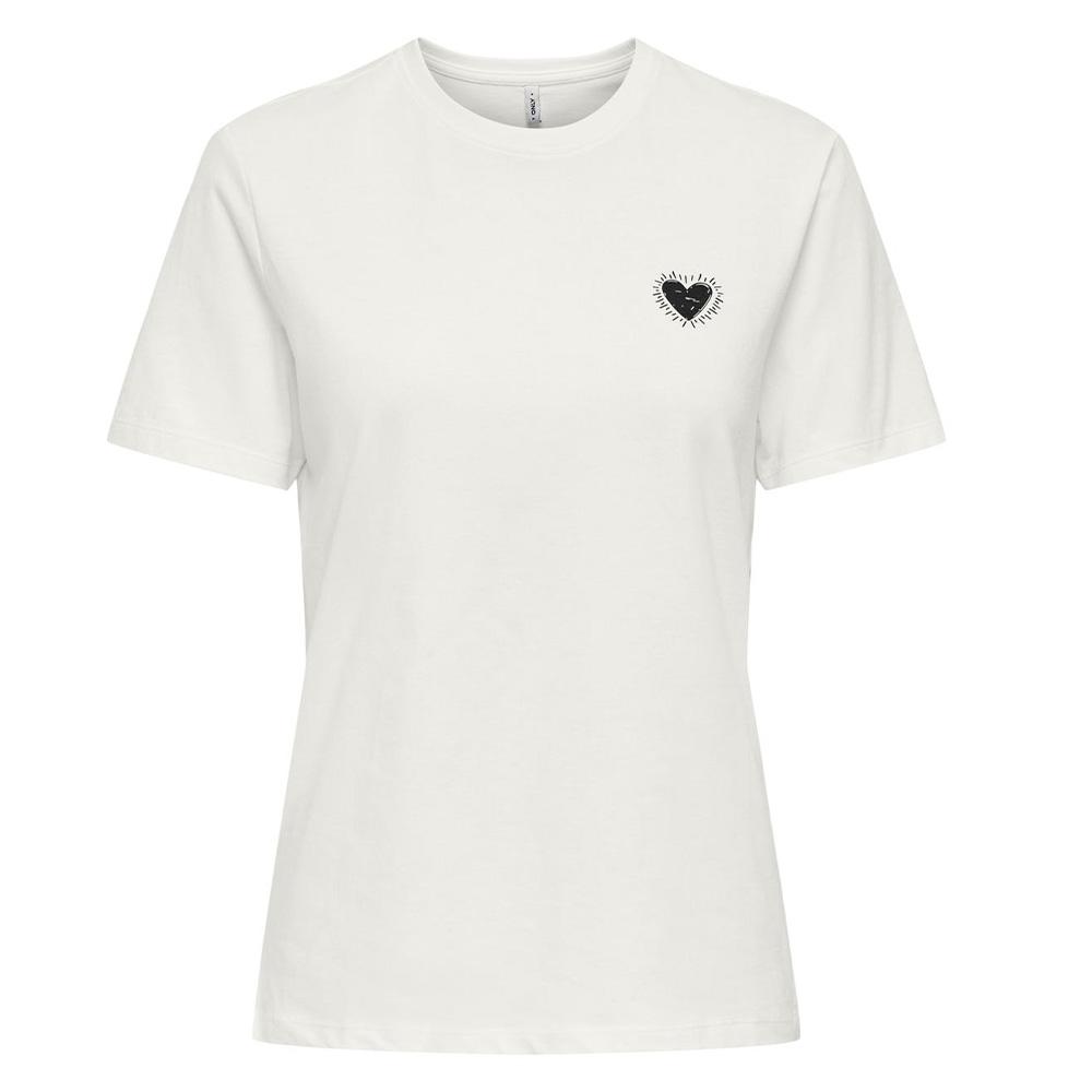 T-Shirt Blanc/Noir Femme Only Heart pas cher