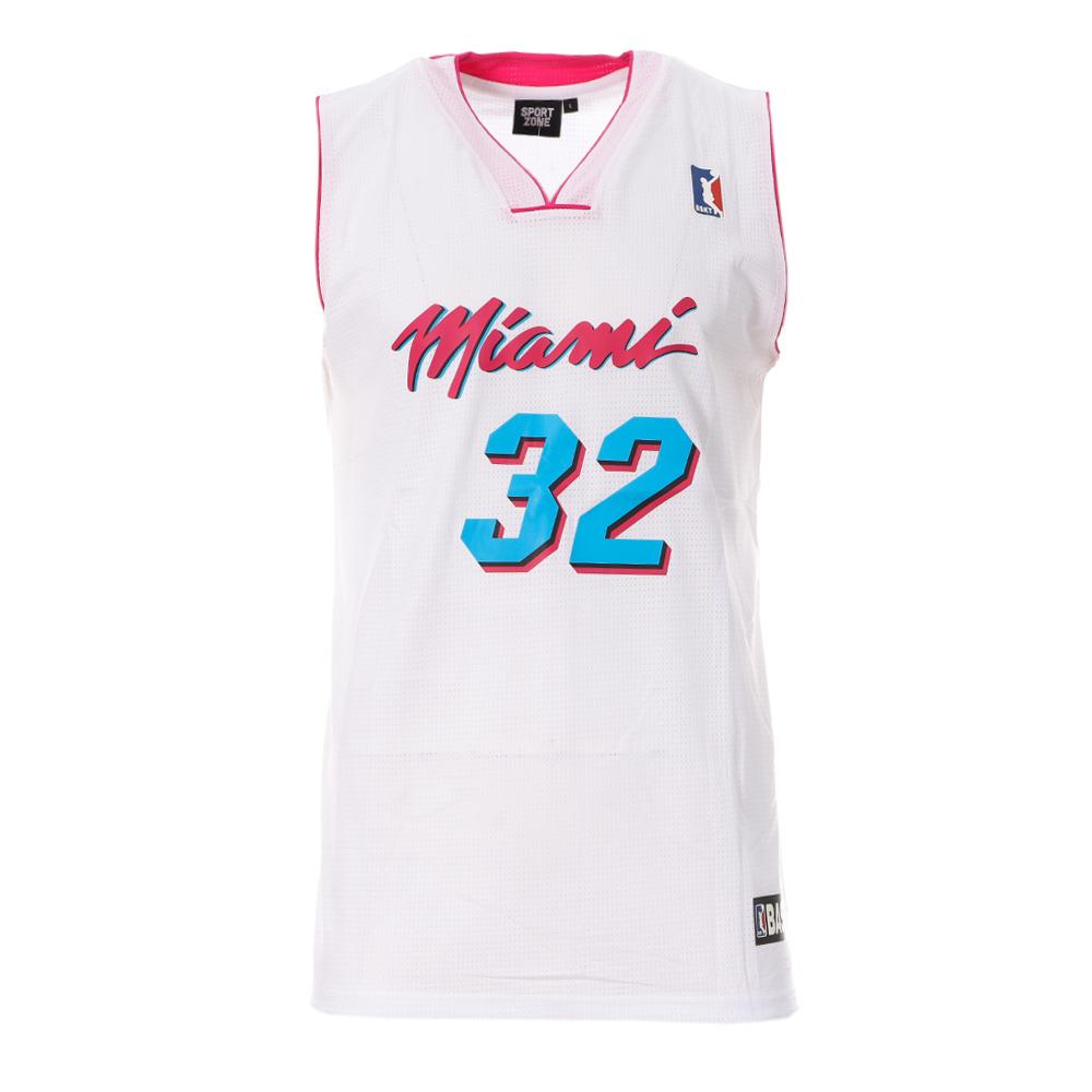 Miami Camiseta de baloncesto blanca para hombre Sport Zone SEPL1004 barato